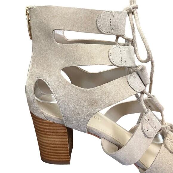 Marc Fisher Paradox Leather Suede Gladiator High Heels Sandals Shoes Gray 7.5 W - Picture 3 of 16